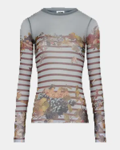 Jean Paul Gaultier Mariniere Grapes Print Mesh Long-Sleeve Top | Thumbnail 2