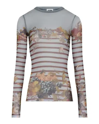 Jean Paul Gaultier Mariniere Grapes Print Mesh Long-Sleeve Top | Thumbnail 1