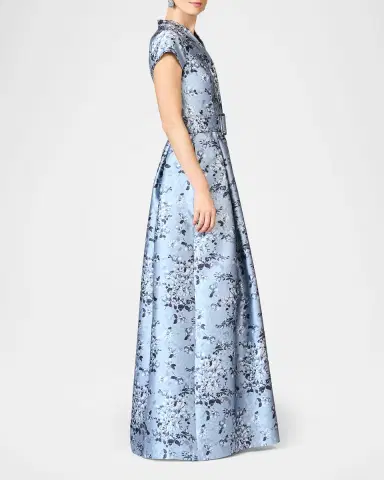 SACHIN & BABI Marta Pleated Floral-Print Mikado Gown | Thumbnail 4 SACHIN & BABI Marta Pleated Floral-Print Mikado Gown | Thumbnail 4