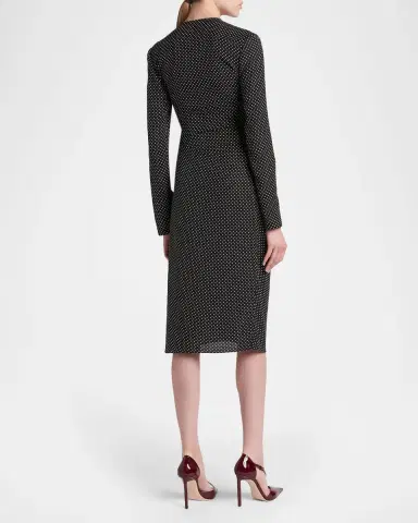 Tom Ford Polka Dot Silk Gathered Buckle Midi Dress | Thumbnail 3 Tom Ford Polka Dot Silk Gathered Buckle Midi Dress | Thumbnail 3