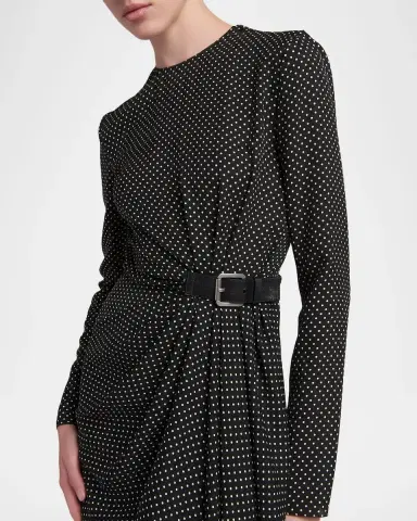 Tom Ford Polka Dot Silk Gathered Buckle Midi Dress | Thumbnail 5 Tom Ford Polka Dot Silk Gathered Buckle Midi Dress | Thumbnail 5