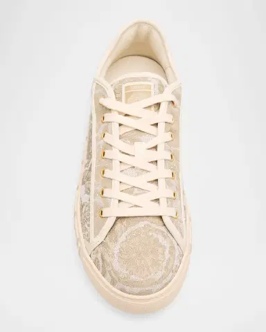 Versace Men's La Greca Baroque Canvas Low-Top Sneakers | Thumbnail 6 Versace Men's La Greca Baroque Canvas Low-Top Sneakers | Thumbnail 6