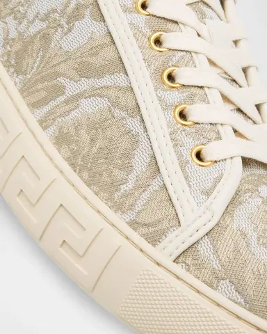 Versace Men's La Greca Baroque Canvas Low-Top Sneakers | Thumbnail 3 Versace Men's La Greca Baroque Canvas Low-Top Sneakers | Thumbnail 3