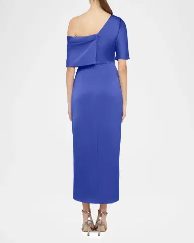 Theia Rayna Draped One-Shoulder High-Low Gown | Thumbnail 3