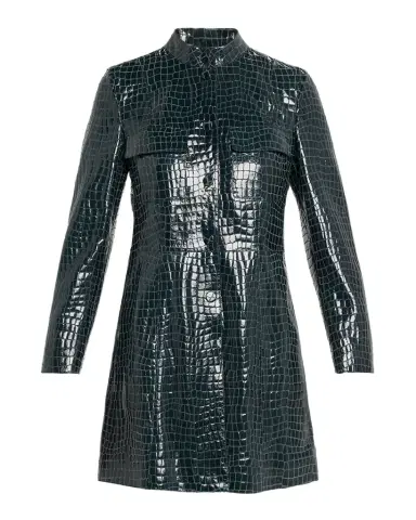 Giorgio Armani Shiny Croc-Print Leather Trench Coat | Thumbnail 1 Giorgio Armani Shiny Croc-Print Leather Trench Coat | Thumbnail 1