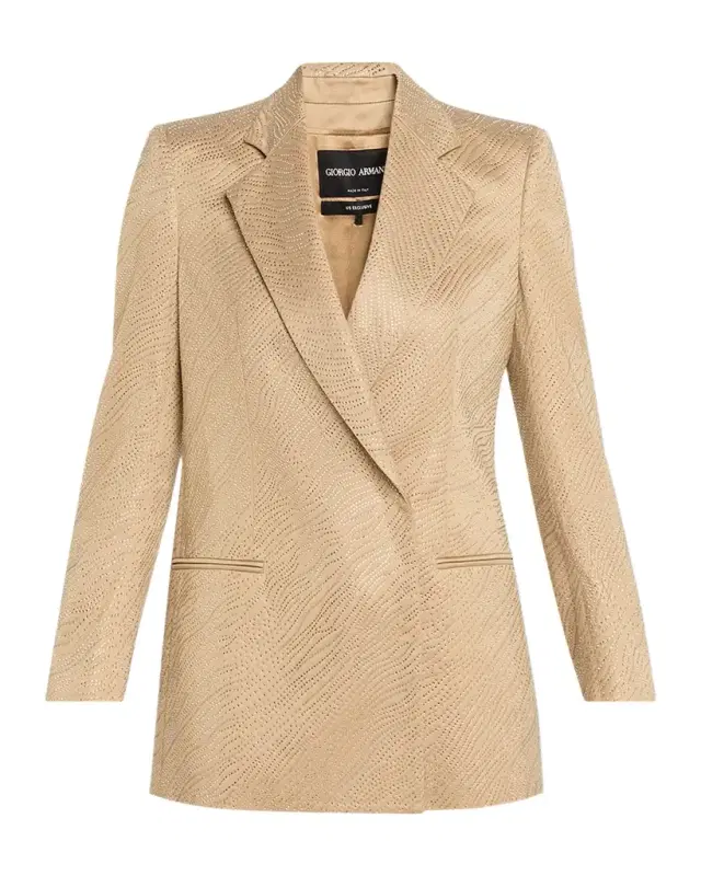 Giorgio Armani Embellished Satin Double-Breasted Jacket