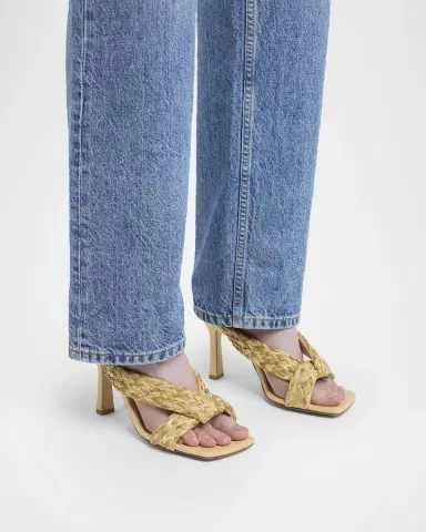 Bottega Veneta Riva Braided Raffia Mule Sandals | Thumbnail 2