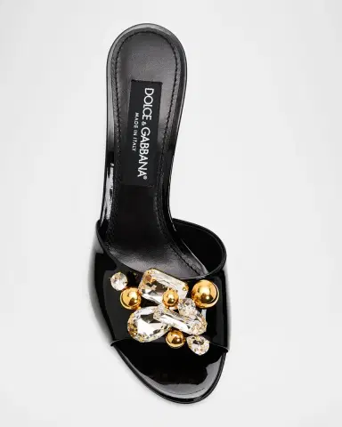 Dolce & Gabbana 75mm Embellished Patent Leather Mules | Thumbnail 4