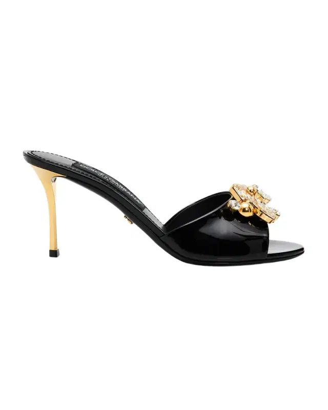 75mm Embellished Patent Leather Mules