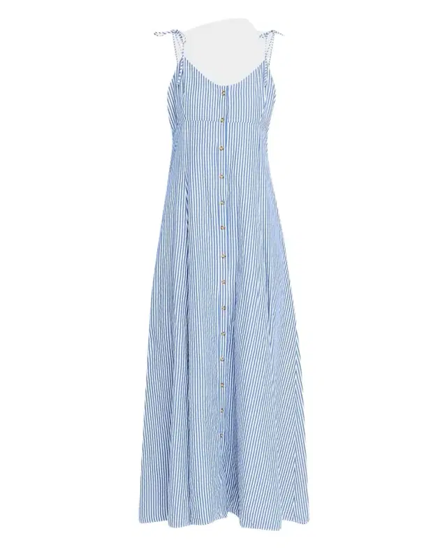 High Garden Striped Button-Front Maxi Dress