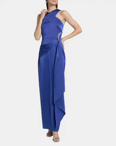 THEIA Cressida Rhinestone-Trim Halter Column Gown | Thumbnail 2 THEIA Cressida Rhinestone-Trim Halter Column Gown | Thumbnail 2
