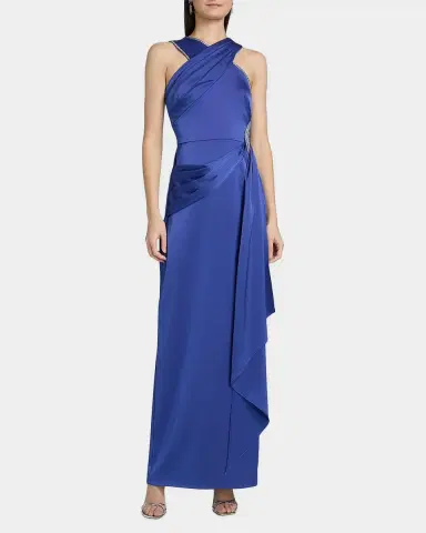 THEIA Cressida Rhinestone-Trim Halter Column Gown | Thumbnail 4 THEIA Cressida Rhinestone-Trim Halter Column Gown | Thumbnail 4