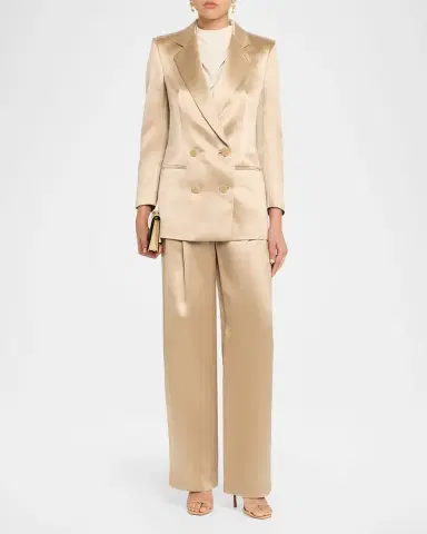 Giorgio Armani Pleated Satin Straight-Leg Pants | Thumbnail 2 Giorgio Armani Pleated Satin Straight-Leg Pants | Thumbnail 2