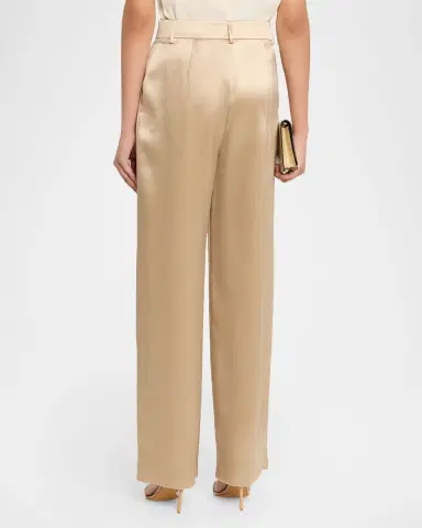 Giorgio Armani Pleated Satin Straight-Leg Pants | Thumbnail 3 Giorgio Armani Pleated Satin Straight-Leg Pants | Thumbnail 3