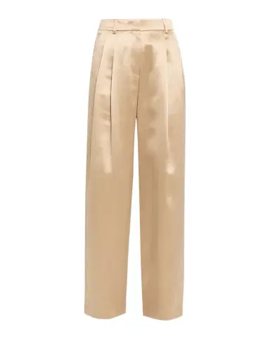 Giorgio Armani Pleated Satin Straight-Leg Pants | Thumbnail 1 Giorgio Armani Pleated Satin Straight-Leg Pants | Thumbnail 1