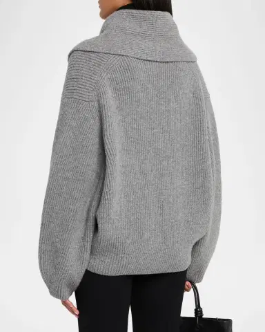 Toteme Shawl Lapel Wool Cardigan | Thumbnail 3