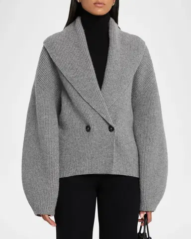 Toteme Shawl Lapel Wool Cardigan | Thumbnail 4