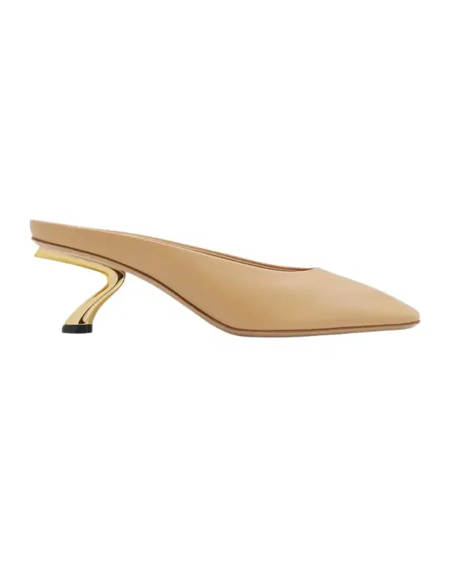 Ferragamo 55mm Safi Leather S-Shaped Heel Mules