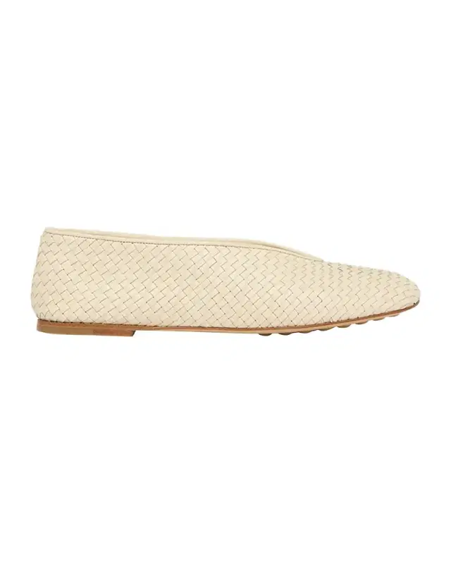 Micro Woven Nappa Leather Ballerina Flats