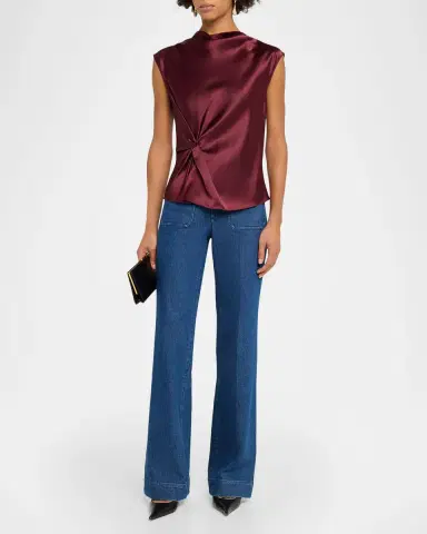 TANYA TAYLOR Robin Satin Twist Top | Thumbnail 2