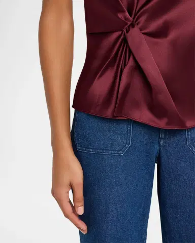 TANYA TAYLOR Robin Satin Twist Top | Thumbnail 5