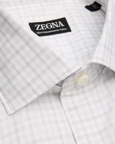 ZEGNA Men's Plaid Cotton-Linen Shirt | Thumbnail 2