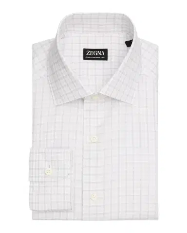 ZEGNA Men's Plaid Cotton-Linen Shirt | Thumbnail 1