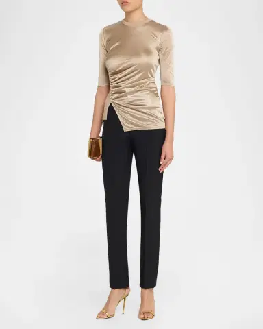 Giorgio Armani Draped Jersey Short-Sleeve Top | Thumbnail 2 Giorgio Armani Draped Jersey Short-Sleeve Top | Thumbnail 2
