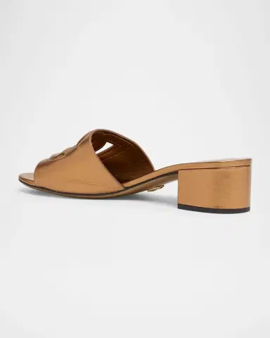 Dolce & Gabbana 40mm Cutout DG Metallic Leather Mule Sandals | Thumbnail 4