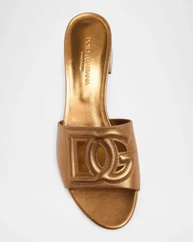 Dolce & Gabbana 40mm Cutout DG Metallic Leather Mule Sandals | Thumbnail 6