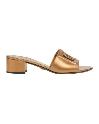 Dolce & Gabbana 40mm Cutout DG Metallic Leather Mule Sandals | Thumbnail 1