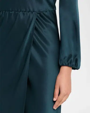 Giorgio Armani High-Neck Long-Sleeve Satin Midi Dress | Thumbnail 5 Giorgio Armani High-Neck Long-Sleeve Satin Midi Dress | Thumbnail 5