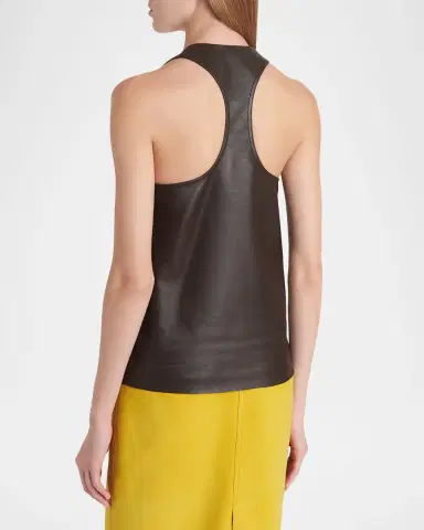 Ferragamo Toggle Nappa Leather Racerback Tank Top | Thumbnail 3