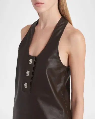 Ferragamo Toggle Nappa Leather Racerback Tank Top | Thumbnail 5