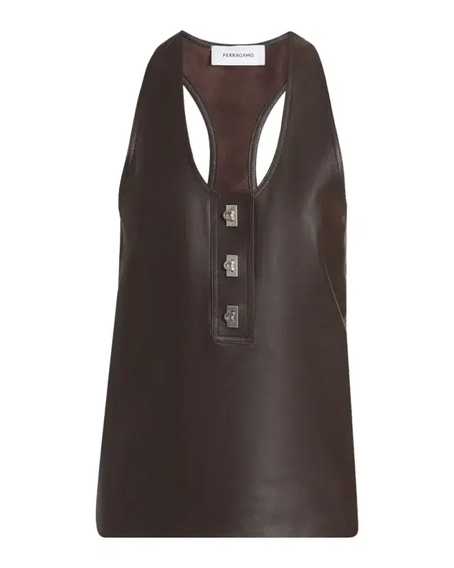 Toggle Nappa Leather Racerback Tank Top