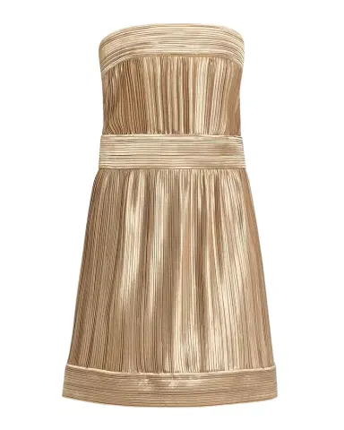 Giorgio Armani Strapless Metallic Pleated Bustier Mini Dress | Thumbnail 1