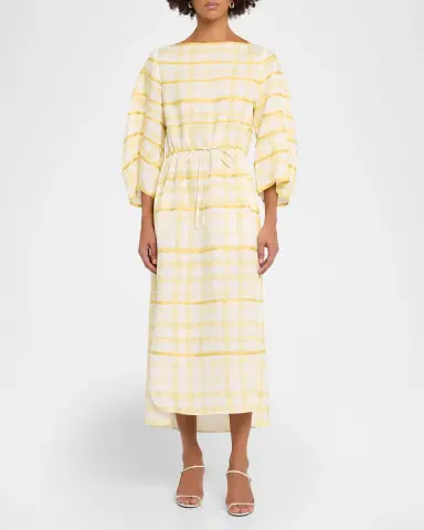 Rosie Assoulin Ribbon-Embellished Plaid Midi Caftan | Thumbnail 2