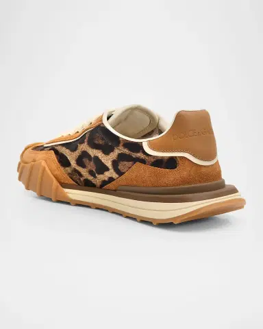 Dolce & Gabbana DG Cushion Leopard Nylon and Leather Low-Top Sneakers | Thumbnail 4 Dolce & Gabbana DG Cushion Leopard Nylon and Leather Low-Top Sneakers | Thumbnail 4
