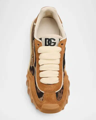 Dolce & Gabbana DG Cushion Leopard Nylon and Leather Low-Top Sneakers | Thumbnail 6 Dolce & Gabbana DG Cushion Leopard Nylon and Leather Low-Top Sneakers | Thumbnail 6