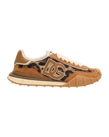 Dolce & Gabbana DG Cushion Leopard Nylon and Leather Low-Top Sneakers | Thumbnail 1 Dolce & Gabbana DG Cushion Leopard Nylon and Leather Low-Top Sneakers | Thumbnail 1