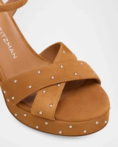 Stuart Weitzman 90mm Dayna Sostud Suede Platform Sandals | Thumbnail 3