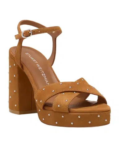 Stuart Weitzman 90mm Dayna Sostud Suede Platform Sandals | Thumbnail 1