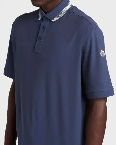 Moncler Men's Stripe-Trim Cotton Pique Polo Shirt | Thumbnail 5