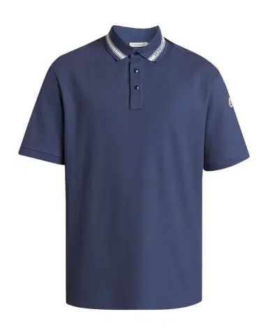 Moncler Men's Stripe-Trim Cotton Pique Polo Shirt | Thumbnail 1