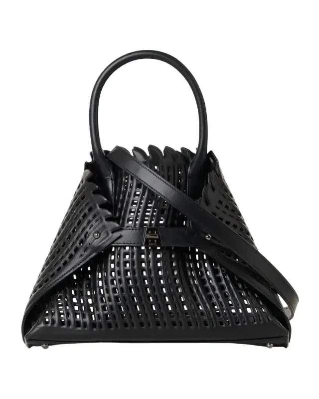 Akris Ai Little Cutout Leather Top-Handle Bag