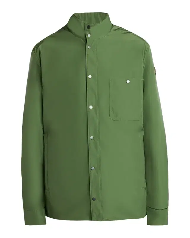 Moncler Men 's Lascax Polyester Shirt Jacket with Leather Logo