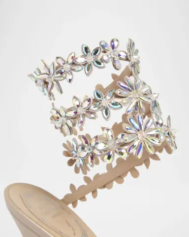 René Caovilla 100mm Cleo Flower-Embellished Leather Sandals | Thumbnail 3 René Caovilla 100mm Cleo Flower-Embellished Leather Sandals | Thumbnail 3