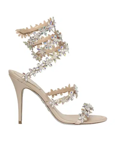 René Caovilla 100mm Cleo Flower-Embellished Leather Sandals | Thumbnail 1 René Caovilla 100mm Cleo Flower-Embellished Leather Sandals | Thumbnail 1