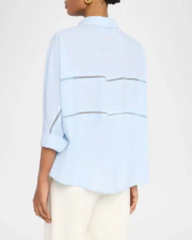 Fabiana Filippi Sheer Inset Stretch Wool-Blend Shirt | Thumbnail 3