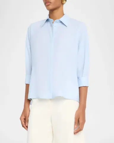 Fabiana Filippi Sheer Inset Stretch Wool-Blend Shirt | Thumbnail 4